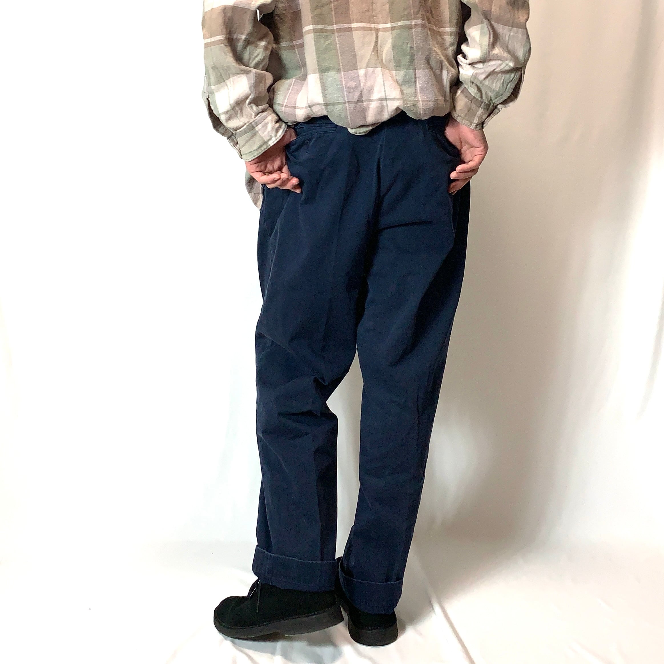 old Ralph Lauren ラルフ ローレン チノパン ANDREW PANT ２タック メンズ W35 紺 ネイビー