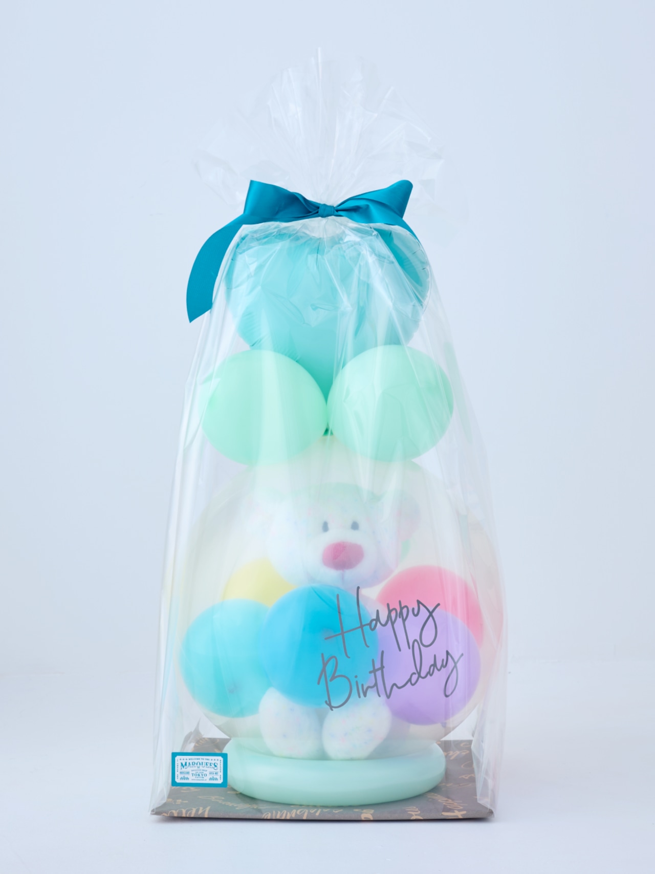 バルーンラッピング with GIFT カラフルベア ヘリウムバルーン付き