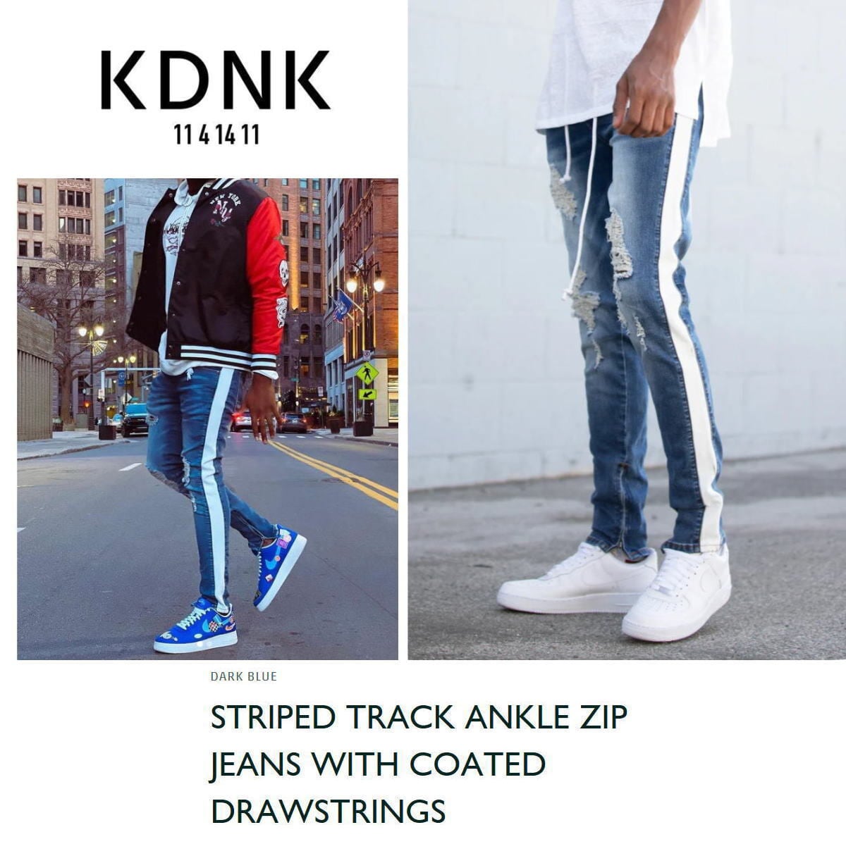 送料無料】KDNK ケーディーエヌケー STRIPED TRACK ANKLE ZIP JEANS ...