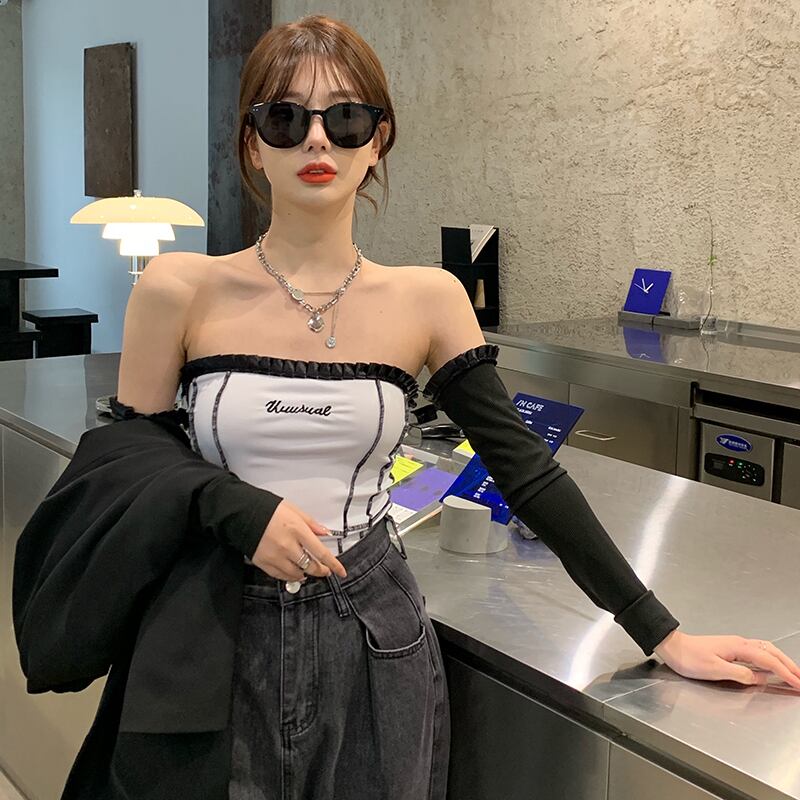 サマースタイルスリムニットセーター ソリッド カラーレーストップス スリーブジャケット 夏物 ソリッドカラー ドラファッションホール68903259570