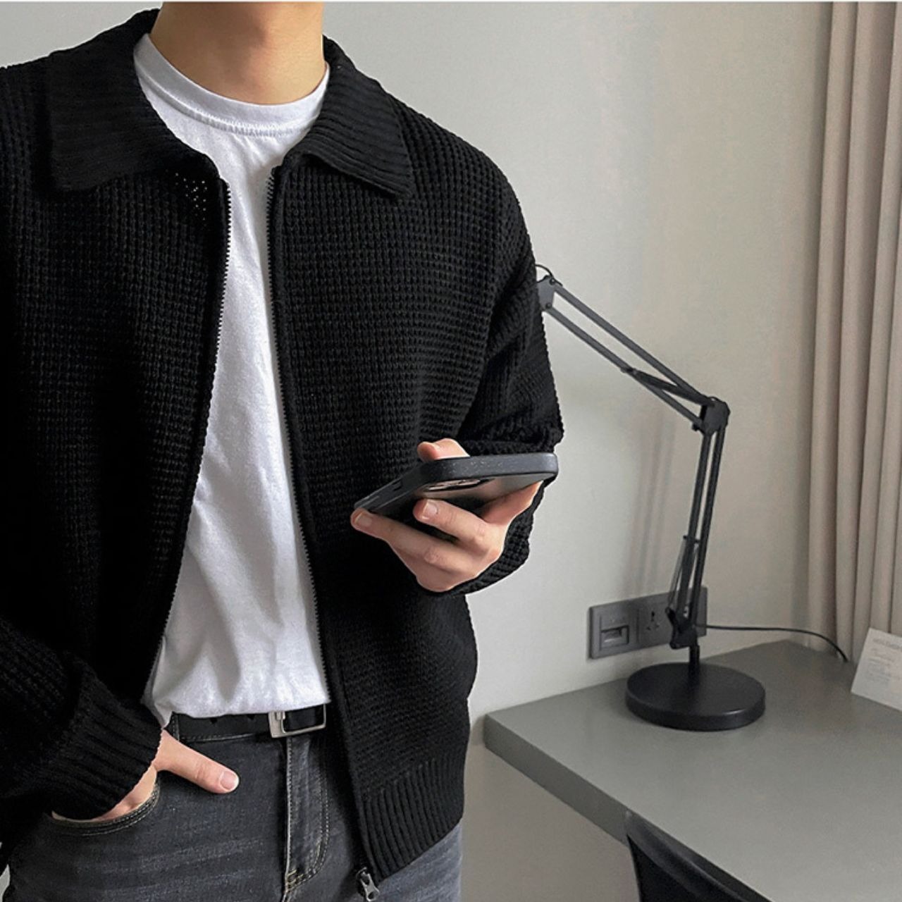 ラペルジップアップニット　MT0080315