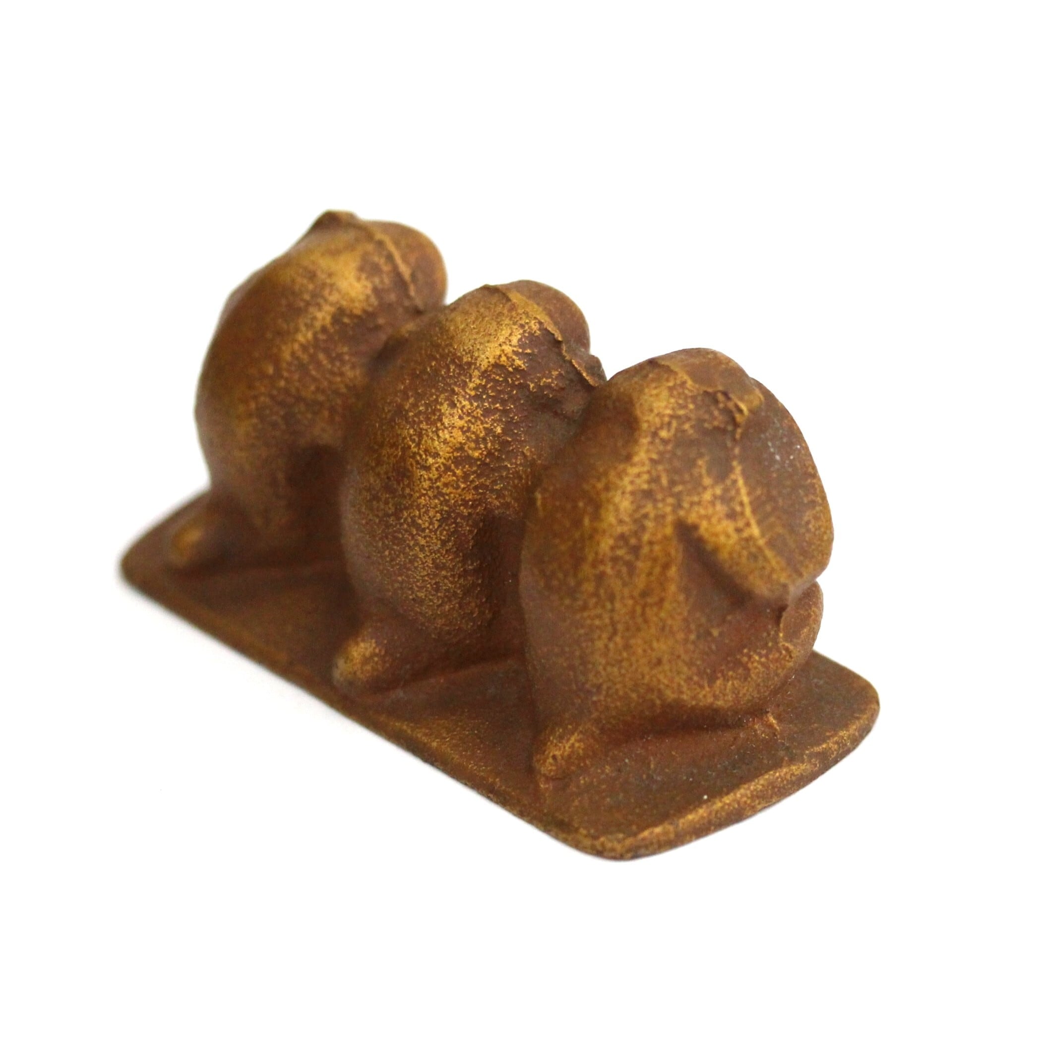 鋳鉄の三猿（見ざる聞かざる言わざる）w8.7cm Japanese Cast Iron