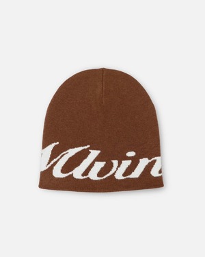 MLVINCE / script logo beanie brown