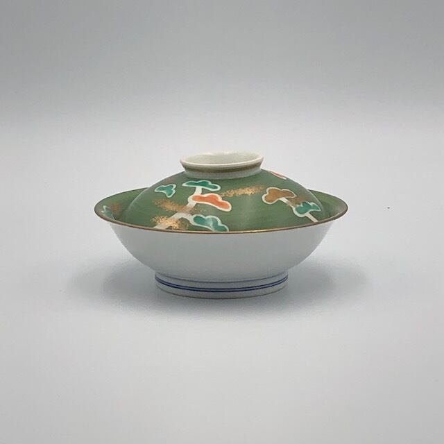 アウトレット品 有田焼 グリーン巻三階松 平蓋物 | 有田焼ショップ