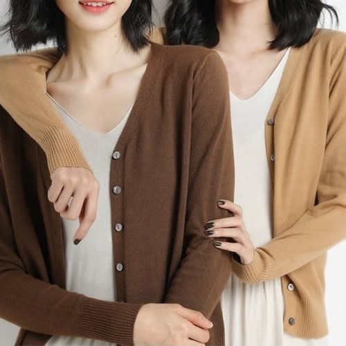 カーディガン ニット シンプル レディース ベーシック 定番 カラー豊富 前開き ボタン Vネック 無地 プチプラ カジュアル オフィス OL 事務服 通勤 長袖 大きいサイズ