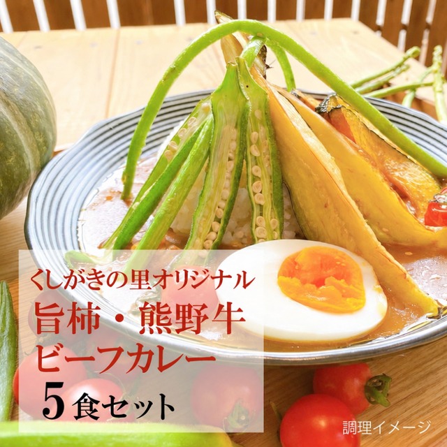 【5食セット】【くしがきの里　オリジナル】旨柿・熊野牛ビーフカレー
