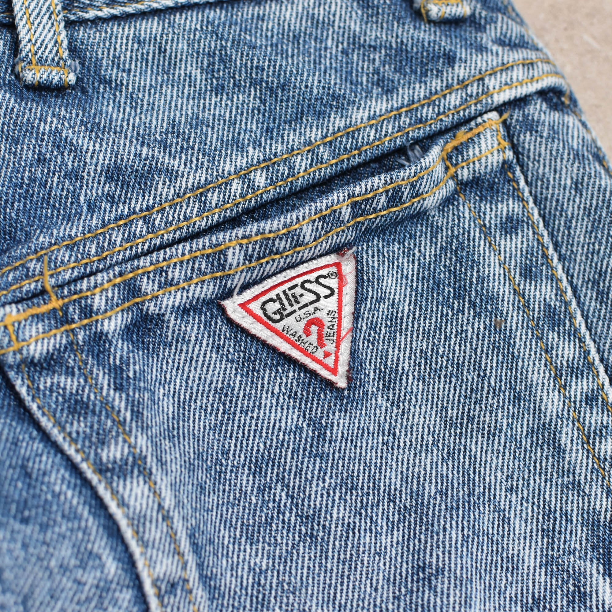 90s USA GUESS JEANS chemical wash denim pants | 古着屋 grin days