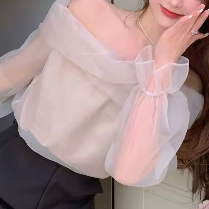 シフォンオフショルブラウス