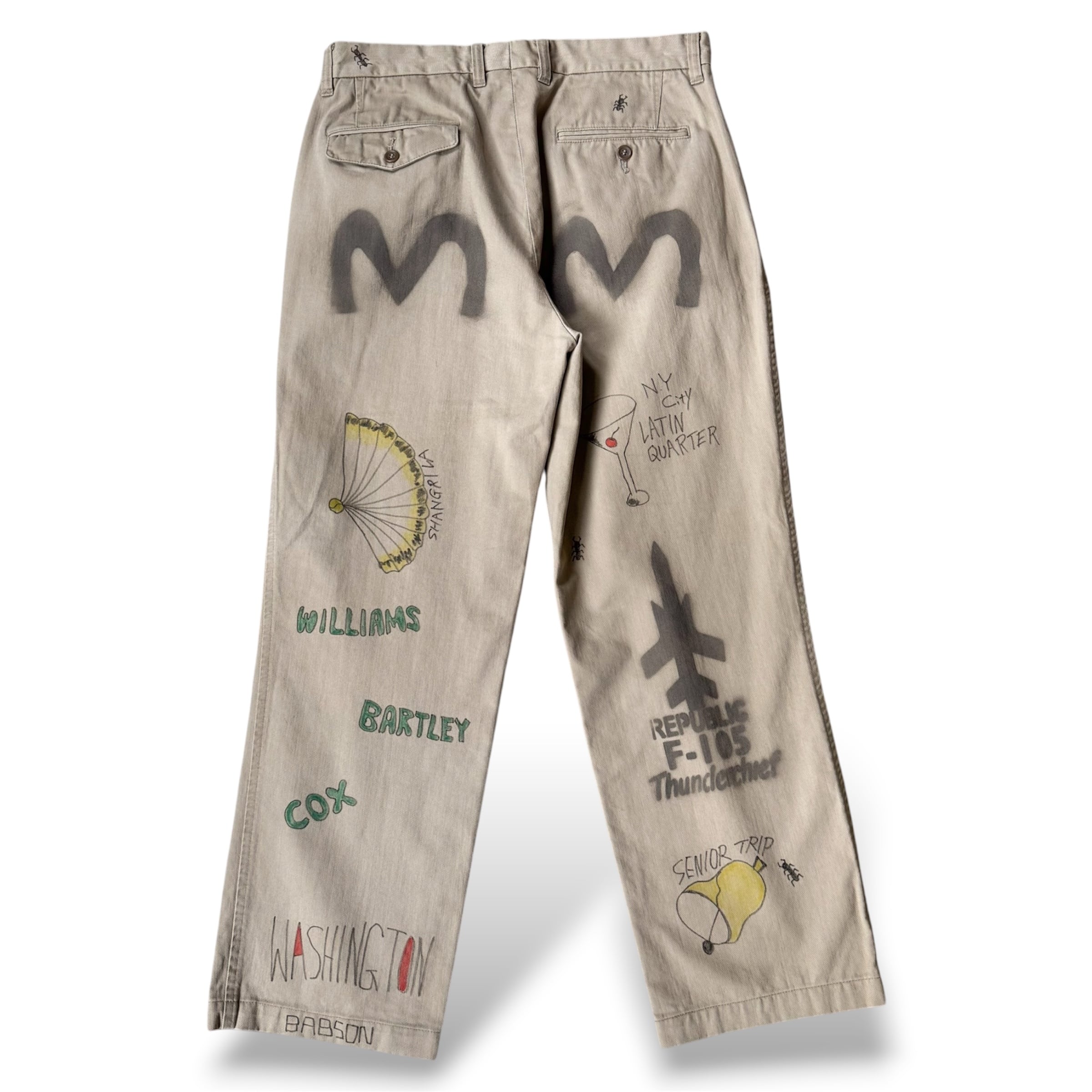 HAND PAINTED ART STENCIL MEMORIAL PANTS / ハンド ペイント アート