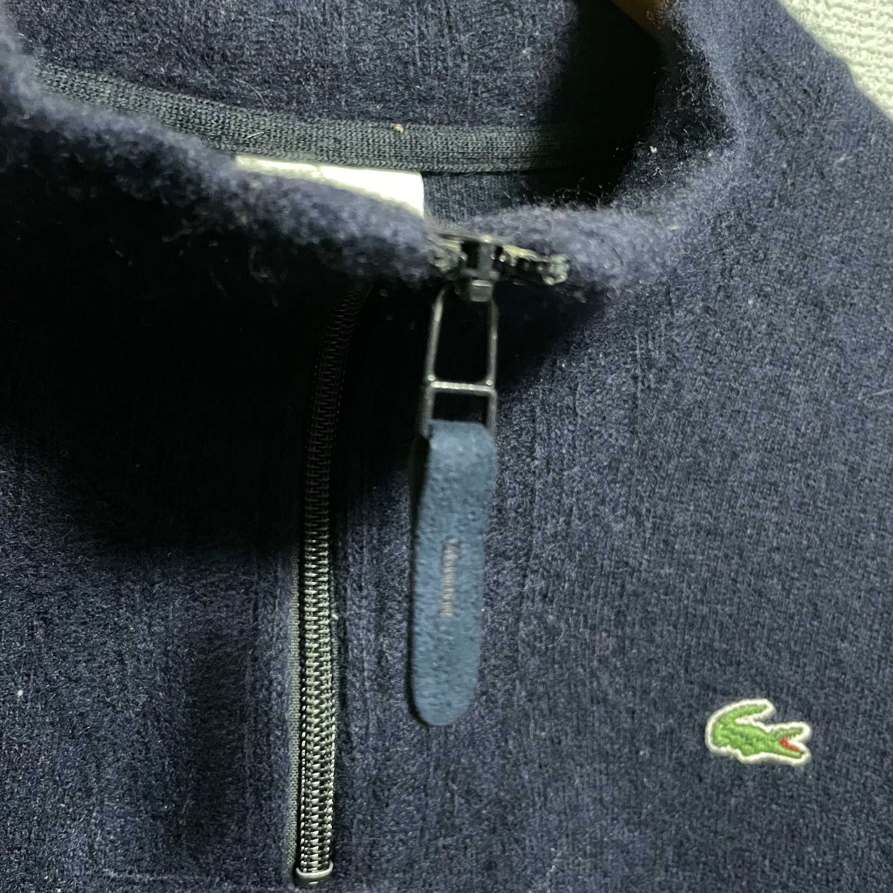 M】LACOSTE ラコステ 肉厚生地 ハーフジップニット 刺繍ロゴ | 古着屋