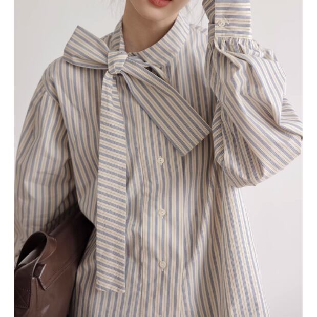 ストライプサイドリボンシャツ 00632