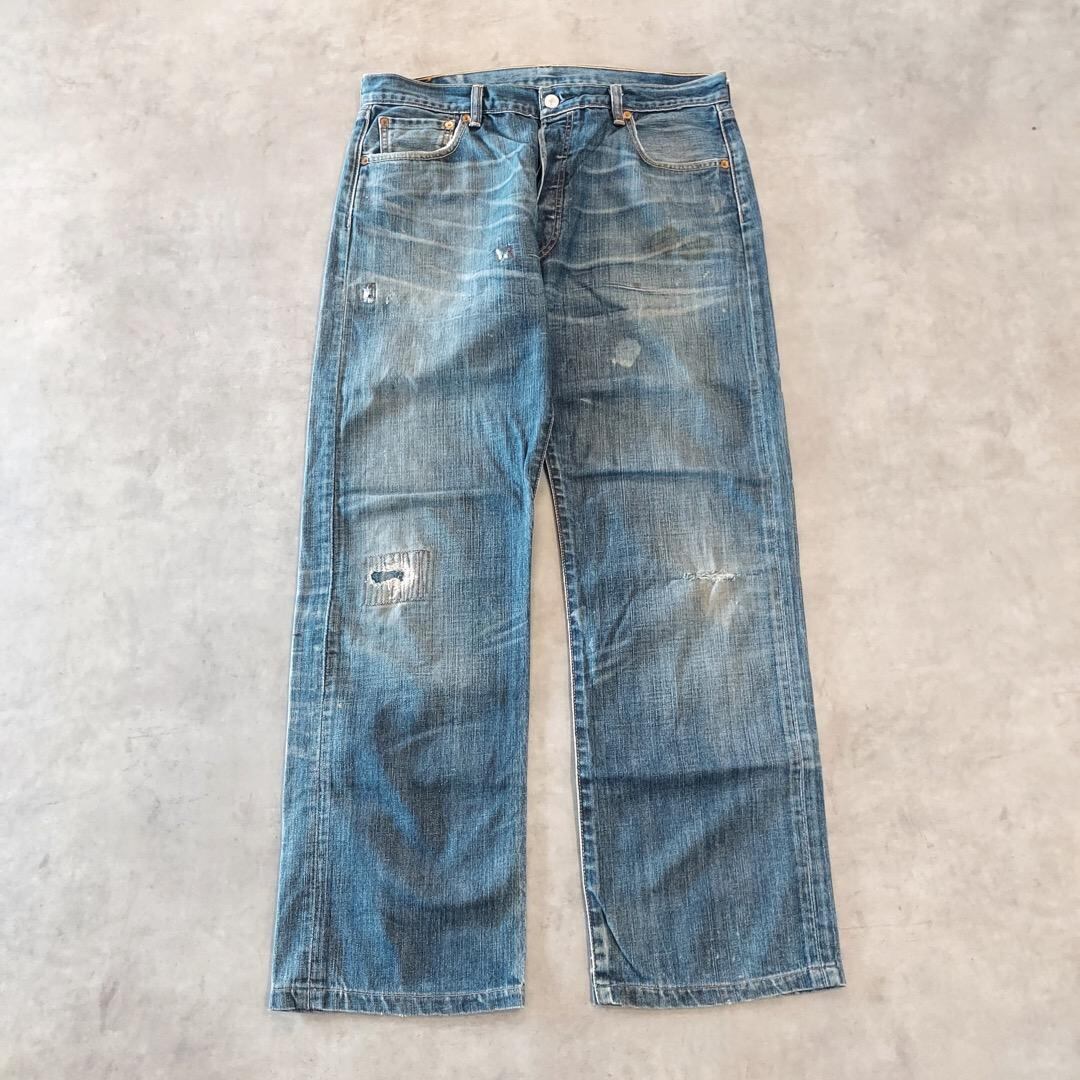 リーバイス501 Levis W36 ブルーデニム 青 ヒゲ 古着 15786