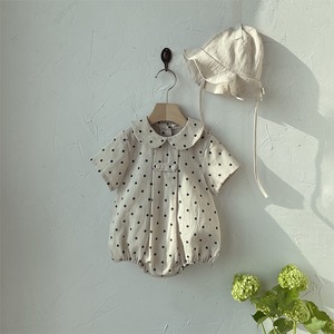 【BABY】韓国風　ドット、ストライプロンパース