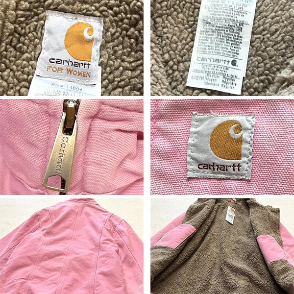 1点物◇カーハートCarharttピンク裏ボアジャケット古着レディーズML