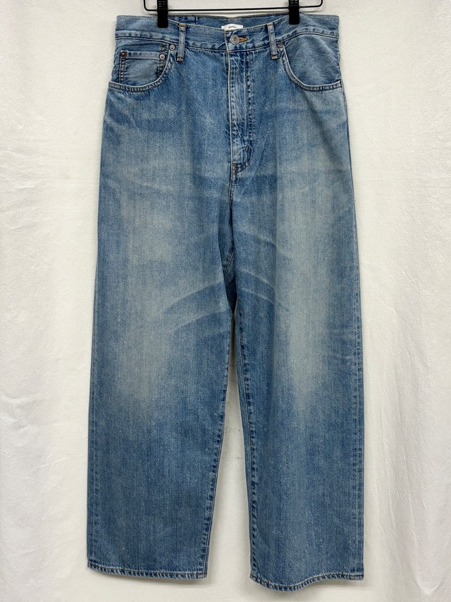 awasa / selvage light oz denim 5 pocket wide pants (INDIGO FADE)