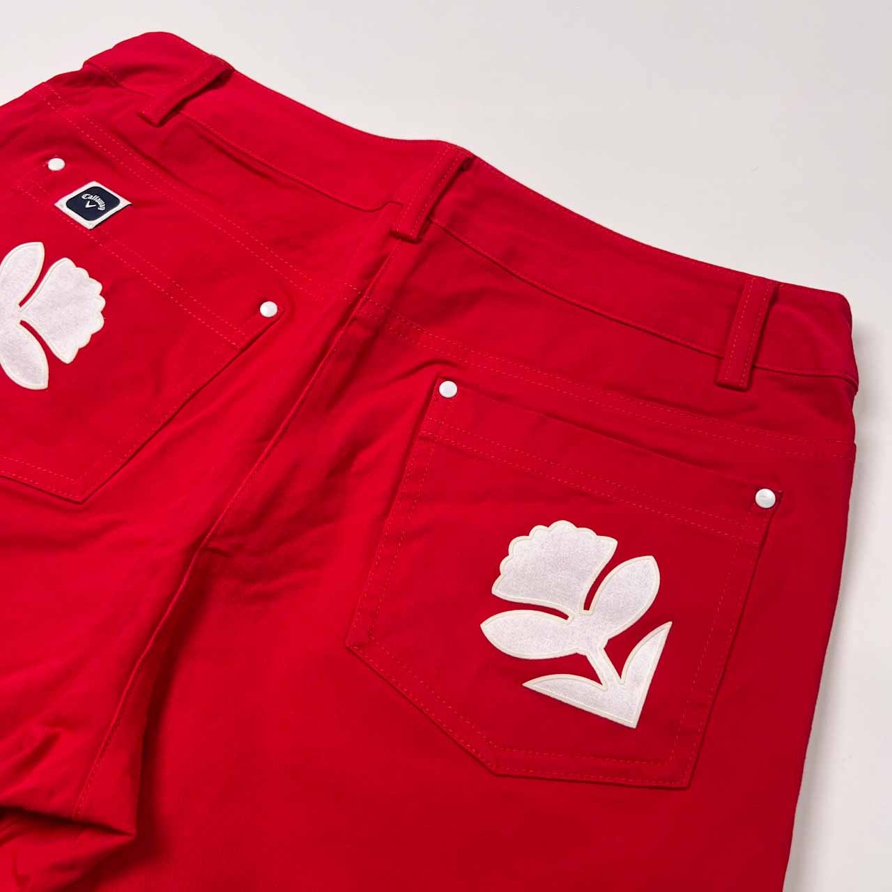 Callaway キャロウェイ 花柄入り ゴルフ ショーツ ショートパンツ ストレッチ サイズ L /レッド/レディース