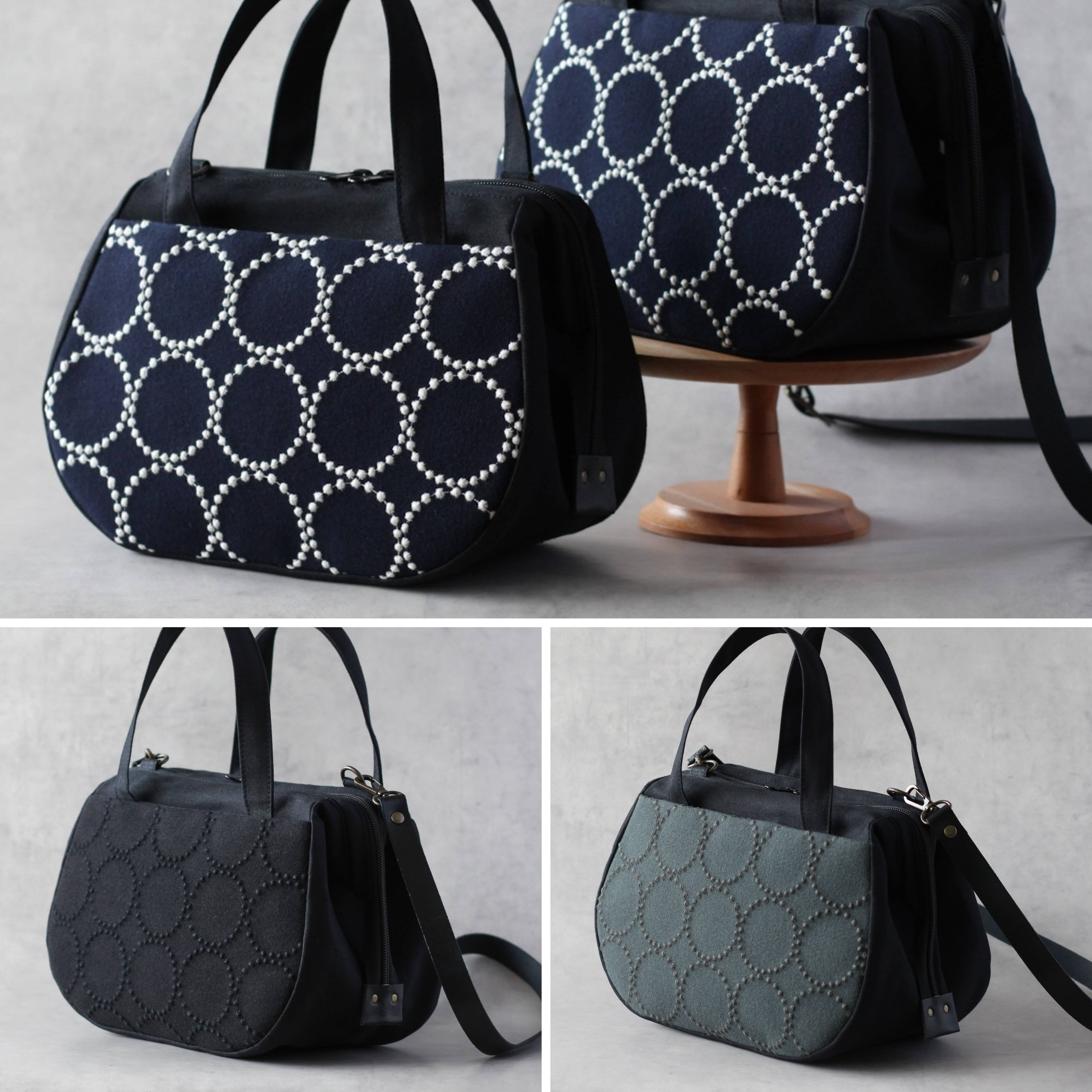 ぽってりボストン タンバリン ミナペルホネン生地使用