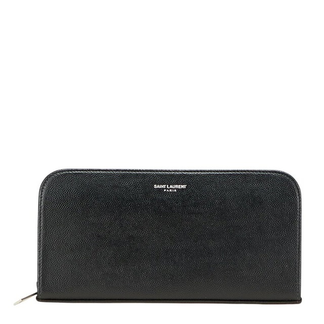サンローラン ロゴ 長財布 ブラック レザー レディース SAINT LAURENT 【中古】