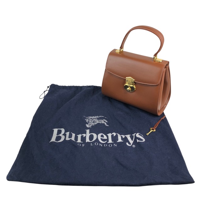 BURBERRY バーバリー ハンドバッグ ブラウン フロントロック レザー トップハンドル vintage ヴィンテージ オールド 8sk6uz
