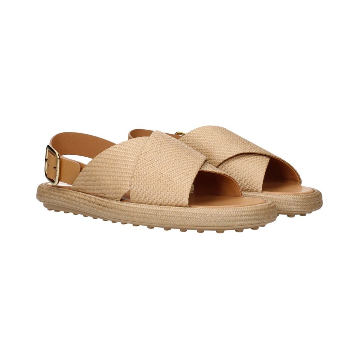TOD'S トッズ レディース スライドサンダル ラフィア ベージュ