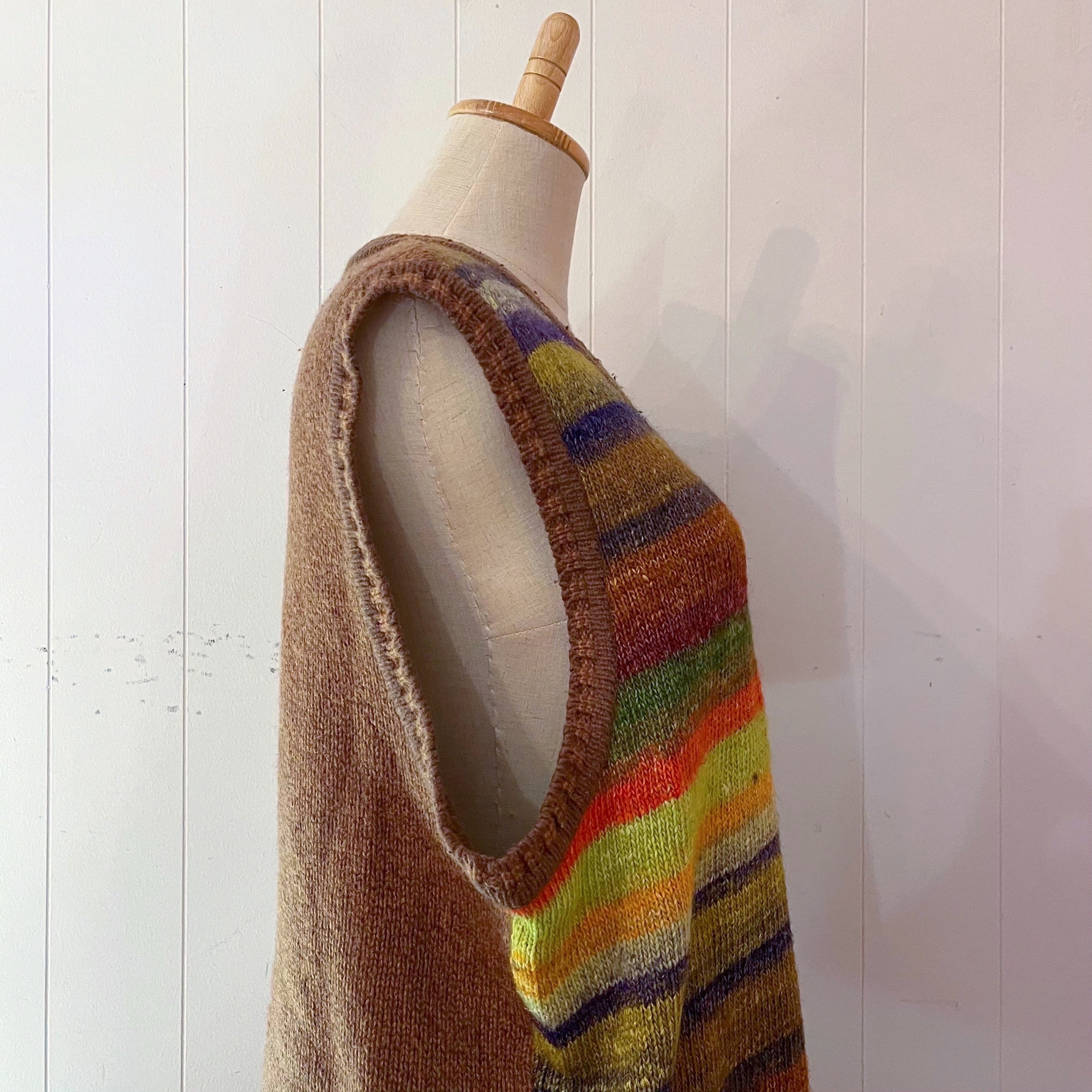 rainbow color mohair knit vest