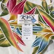 【美品 ハワイ製 フラダンス衣装】ホワイト KY's international fashion ワンピース ドレス 花柄 カラフル 赤 白 青 緑 可愛い