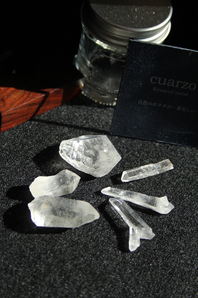 【154】2種の宮崎クリスタル アクアリウム　ローズウッドLEDベース