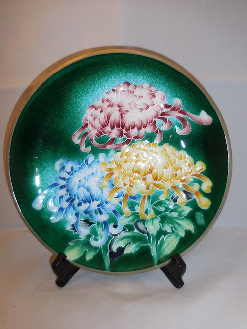 七宝菊飾り皿 cloisonne enamel plate(chrysanthemum)