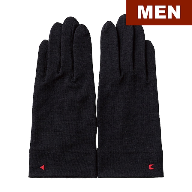 【メンズ手袋】1125 ブラック ／スマホタッチポイント／ウール100%／シンプルデザイン