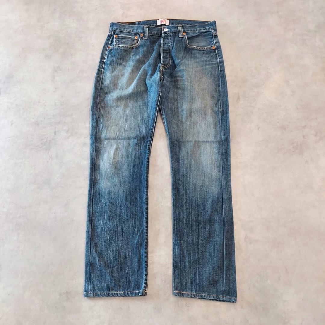 リーバイス501 Levis W34 ブルーデニム 青 ヒゲ 古着 18141