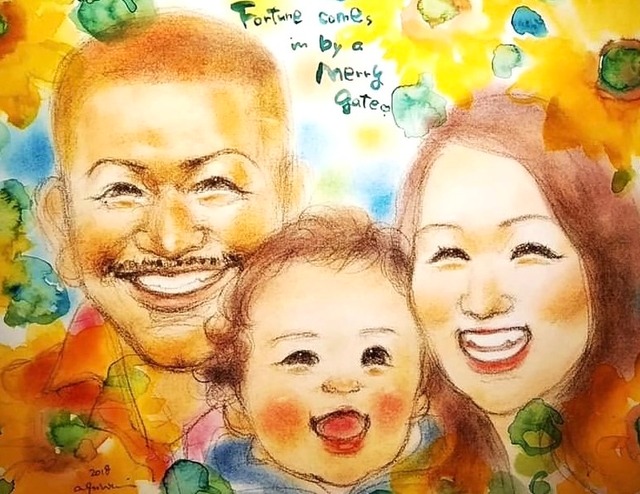 A スケッチ似顔絵　3人描写