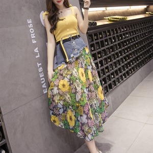 スカート レディース 送料無料 フレア フレアスカート 切り替え デニム ベルト付き ハイウエスト シフォン フレア ロングスカート ロング丈 ミモレ丈 Aライン きれいめ シンプル カジュアル 上品 大人可愛い かわいい おしゃれ お洒落 こなれ感 抜け感 大人女子 ガーリー キュート ラフ ゆったり ゆる ベージュ アーミーグリーン 緑 カーキ ネイビー 紺 青 ブラック 黒 着回し 普段使い モテ 楽ちん 体型カバー 脚長 美脚 デート お出かけ フリーサイズ 春 夏 秋 春服 夏服 秋服