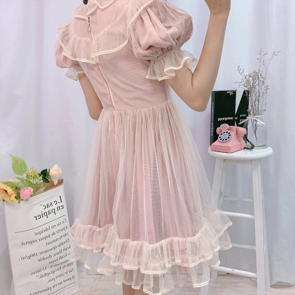 リボンフリル♡ワンピースドレス　ピンク
