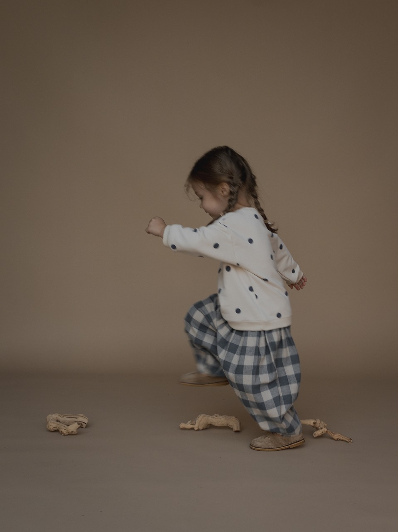 ORGANIC ZOO Fog Blue Gingham Lodge Pants