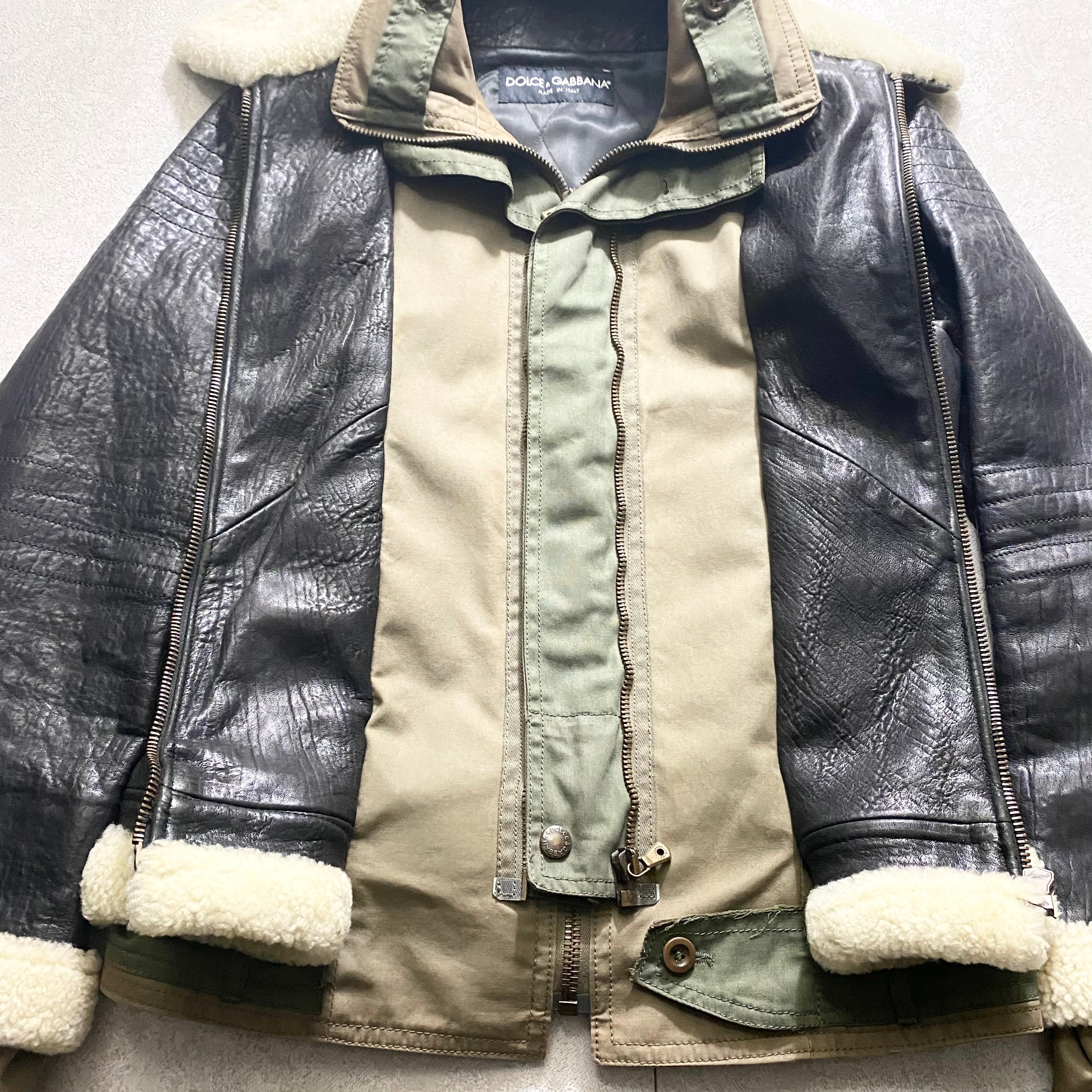 archive 2005AW DOLCE&GABBANA layered mouton riders jacket | NOIR 