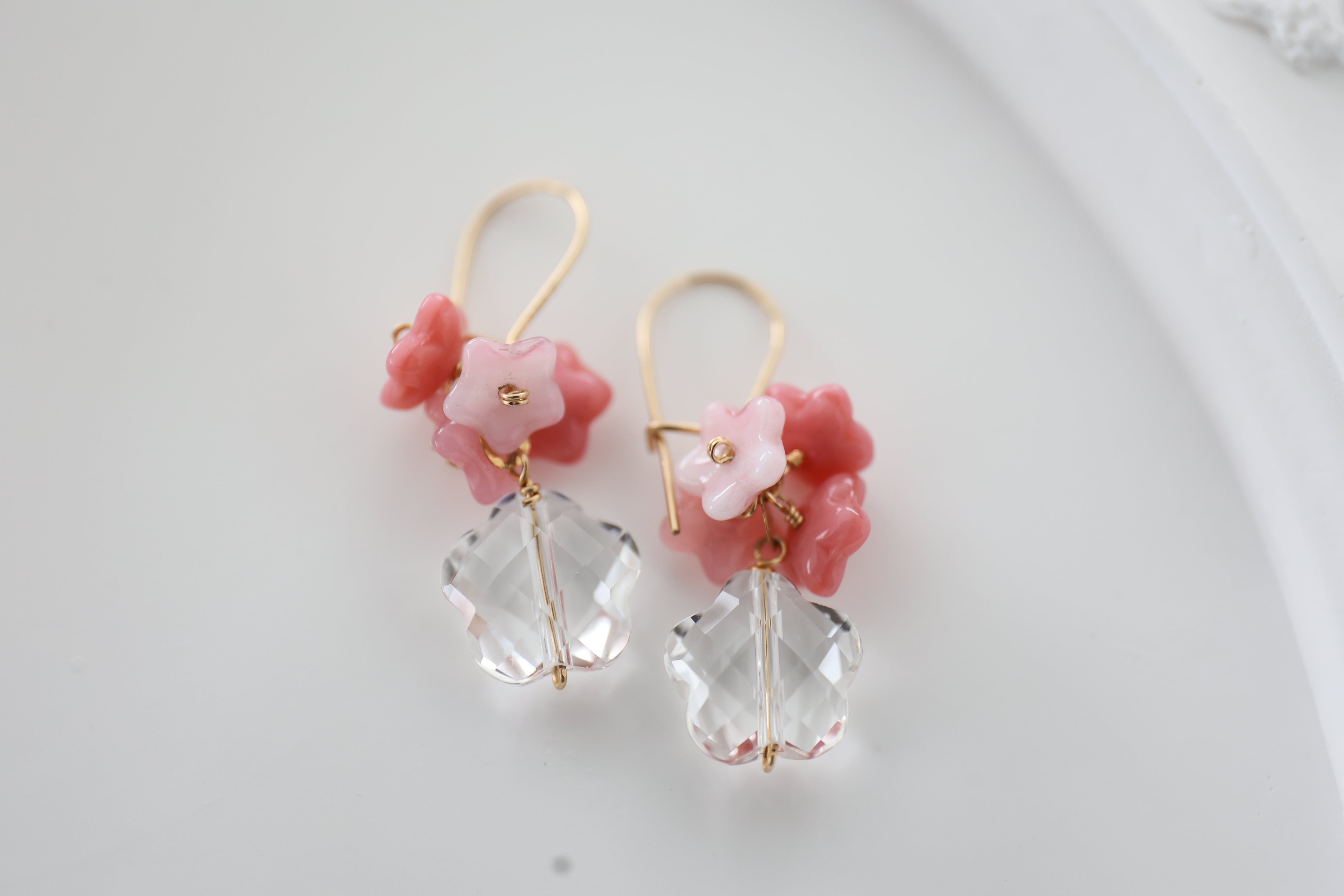 ［再］14kgf  cherry blossomsピアス/イヤリング 14KGF sakura crystal pierce[kgf0660] | shaina
