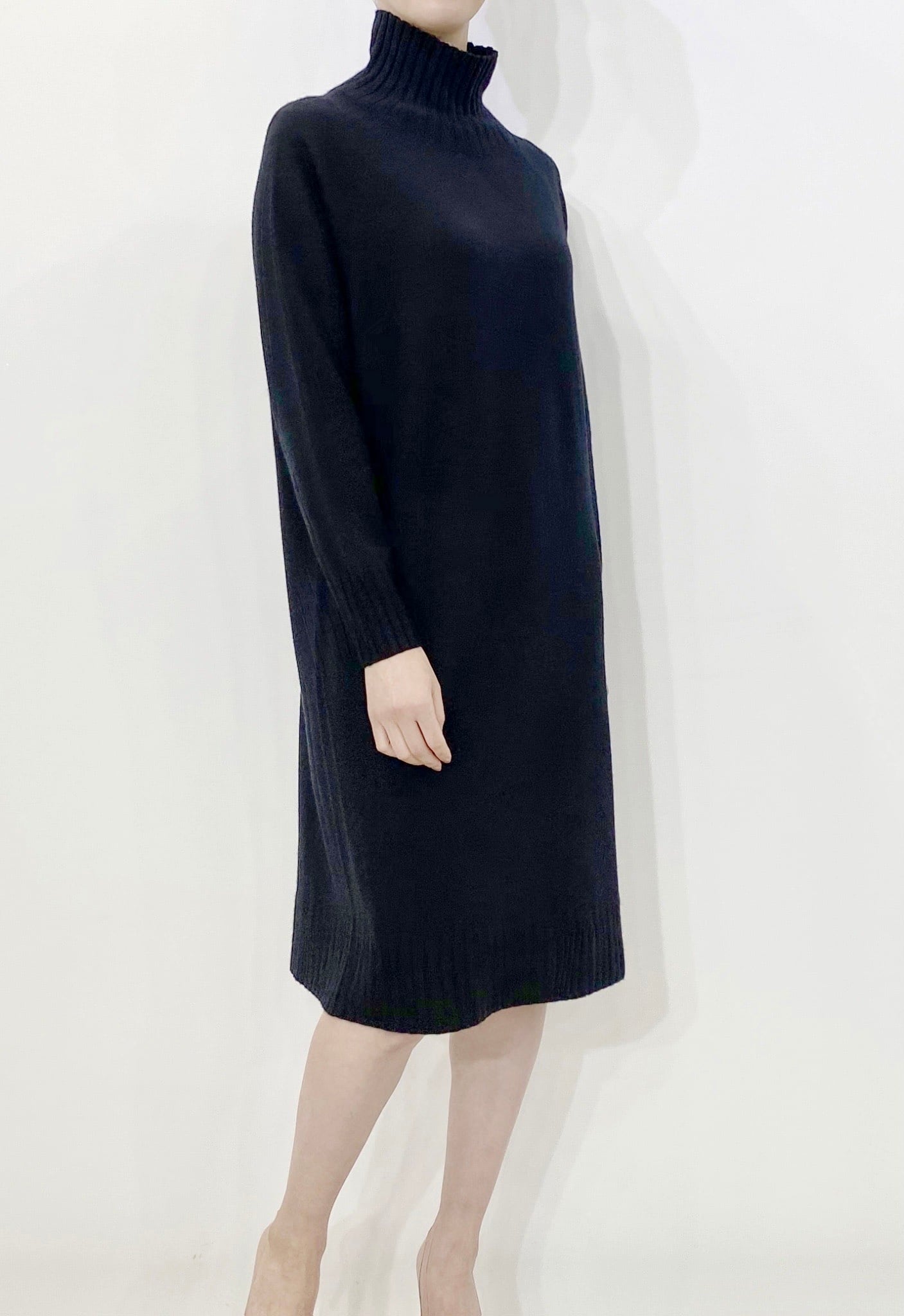 High Neck Rib Straight Dress | cashmika -カシミカ-