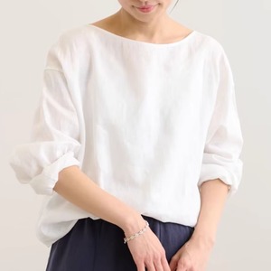 レディース トップス シャツ ブラウス プルオーバー 長袖 ラウンドネック 襟なし ノーカラー ワイド 薄手 リネン かわいい 大人可愛い きれいめ シンプル カジュアル 上品 おしゃれ かっこいい こなれ感 ラフ ガーリー ルーズ 個性的 クール エレガント モダン 主役級 存在感 とろみ感 抜け感 ラブリー キュート ベーシック ロマンティック ナチュラル デート お出かけ 女子会 休日 ショッピング カフェ コーデ 楽ちん 普段使い 清楚 ゆったり ゆる フリーサイズ ホワイト ダークブルー