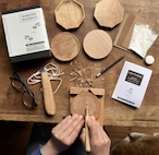 WOOD SMALL PLATE CARVING DIY KIT(Octagon) 彫刻刀で作る豆皿キット八角