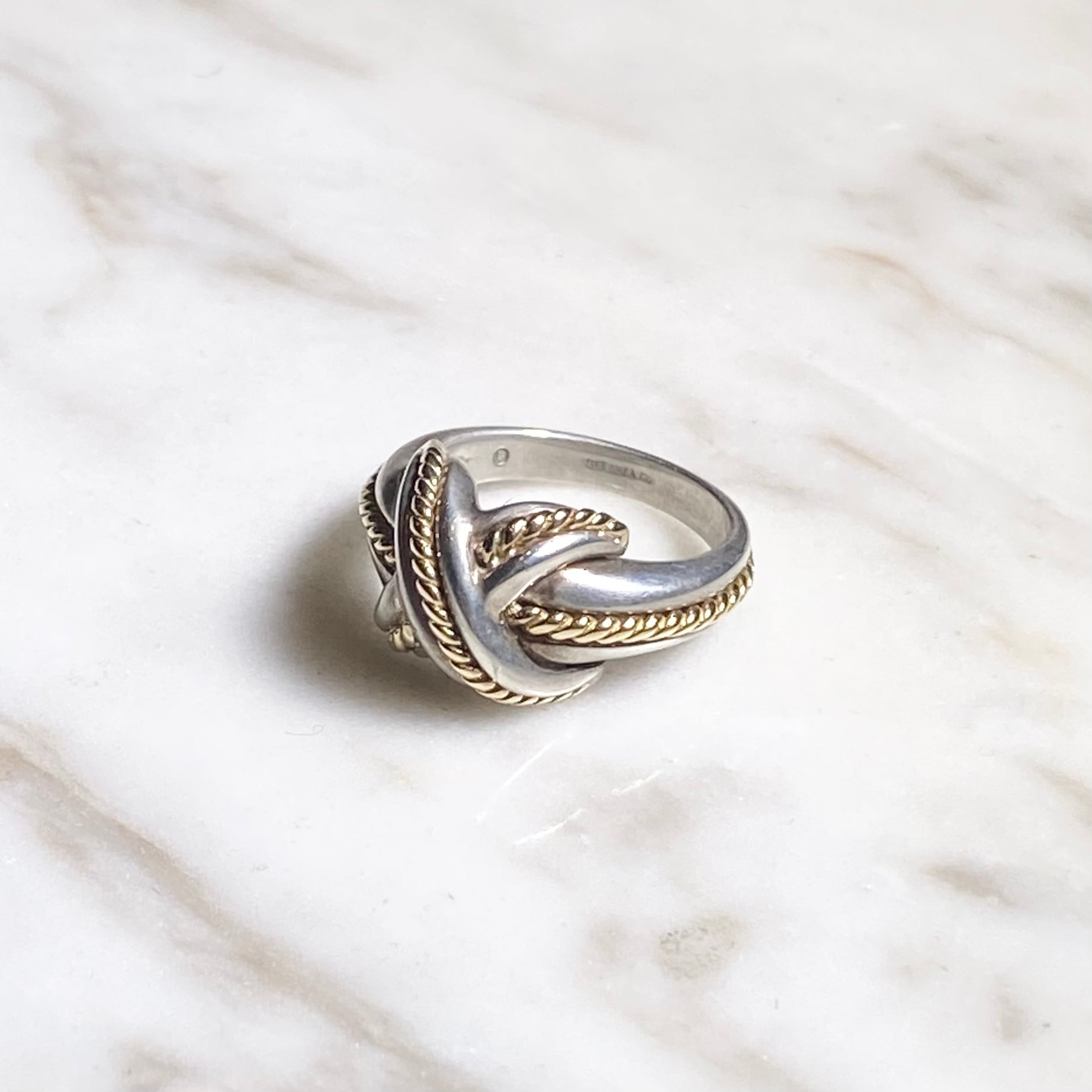 vintage TIFFANY silver × k18 signature cross ring | NOIR ONLINE
