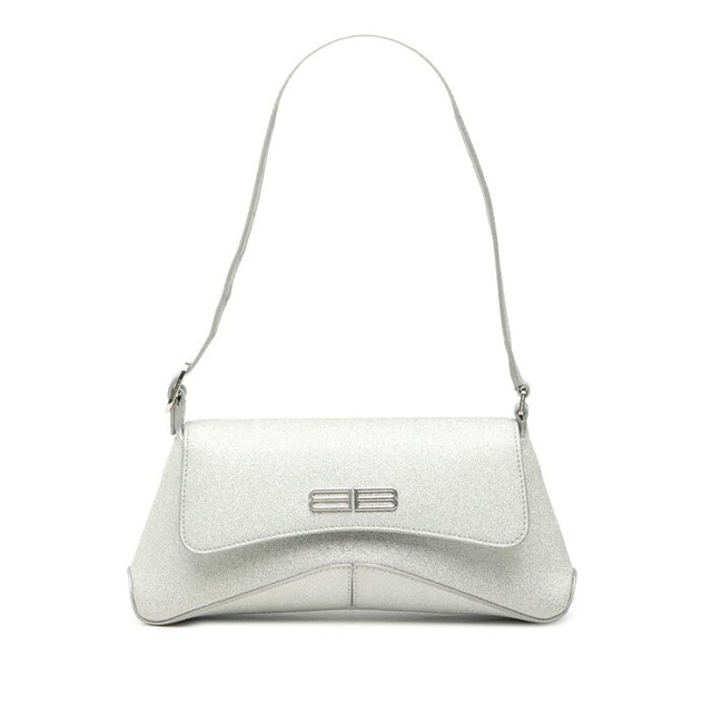 バレンシアガ グリッター ショルダーバッグ シルバー レザー レディース BALENCIAGA 【中古】