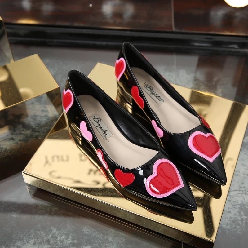 ♡lovebeer　パンプス♡ パンプス ハート ぺちゃんこ フラットシューズ マザーズ 靴