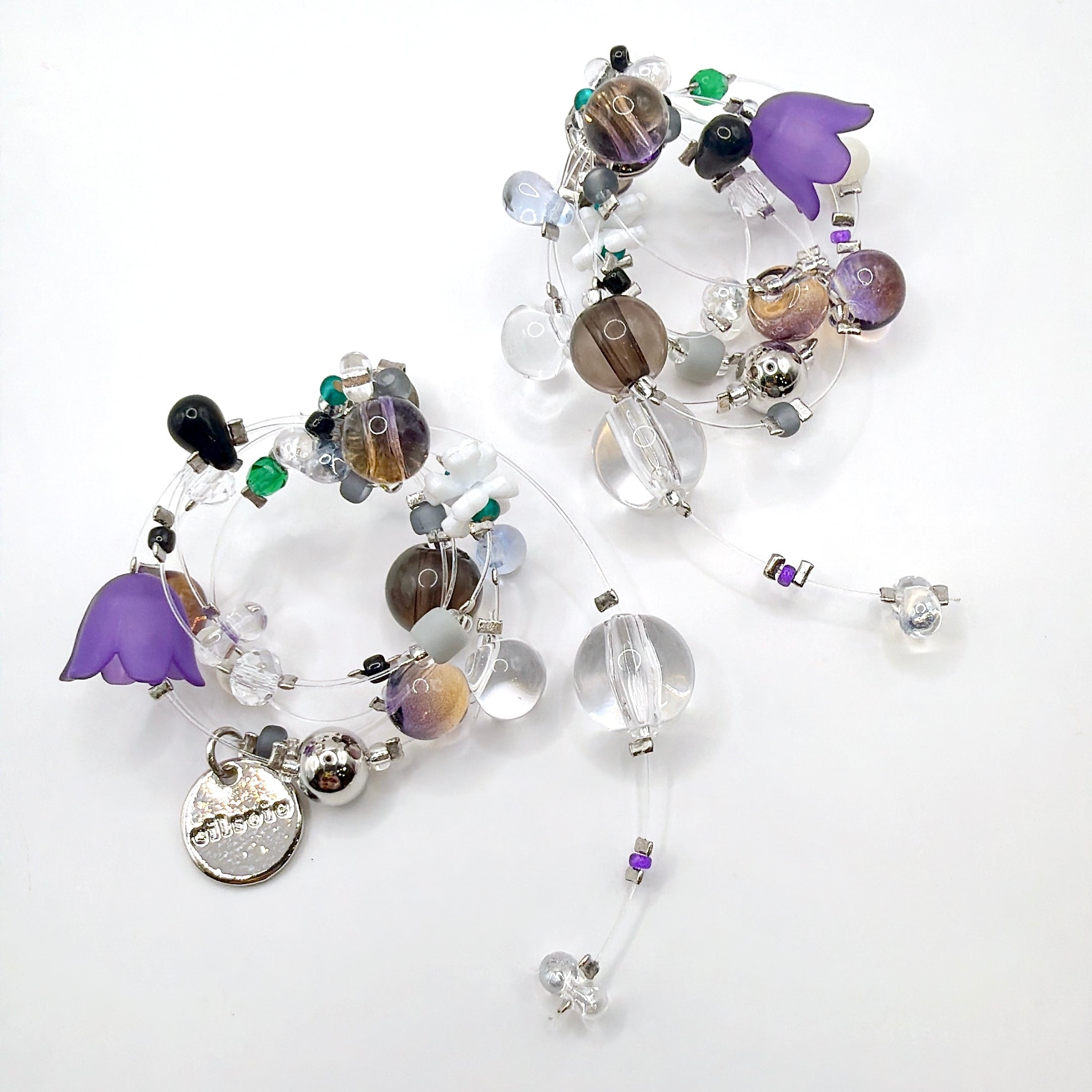 【限定コラボ 】cilsoie×ペタロ 10th limited パープル×ブラック ピアス/イヤリング
