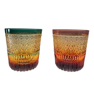 門脇硝子加工所アウトレット福袋2026 クリスタル光ペア　琥珀色金赤　琥珀色緑