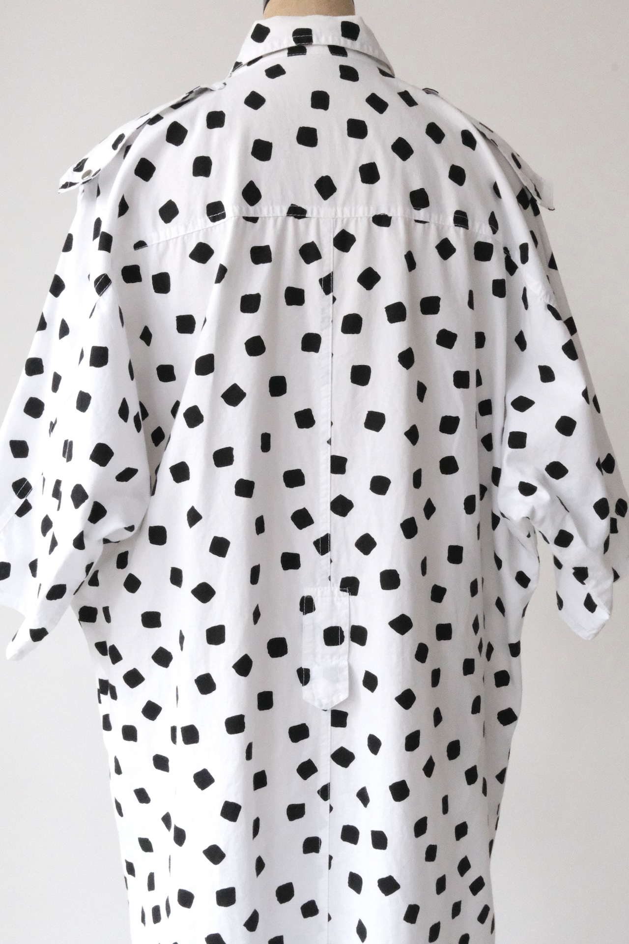 80's mood square dot shirt dress