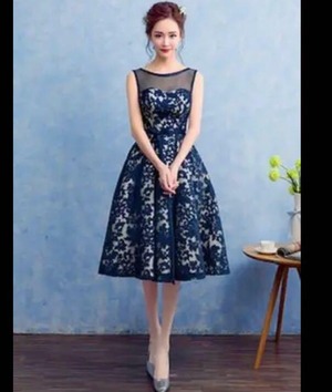 ★送料無料★9号(M)☆背中リボンチュールレースのドレス(OPN3211)