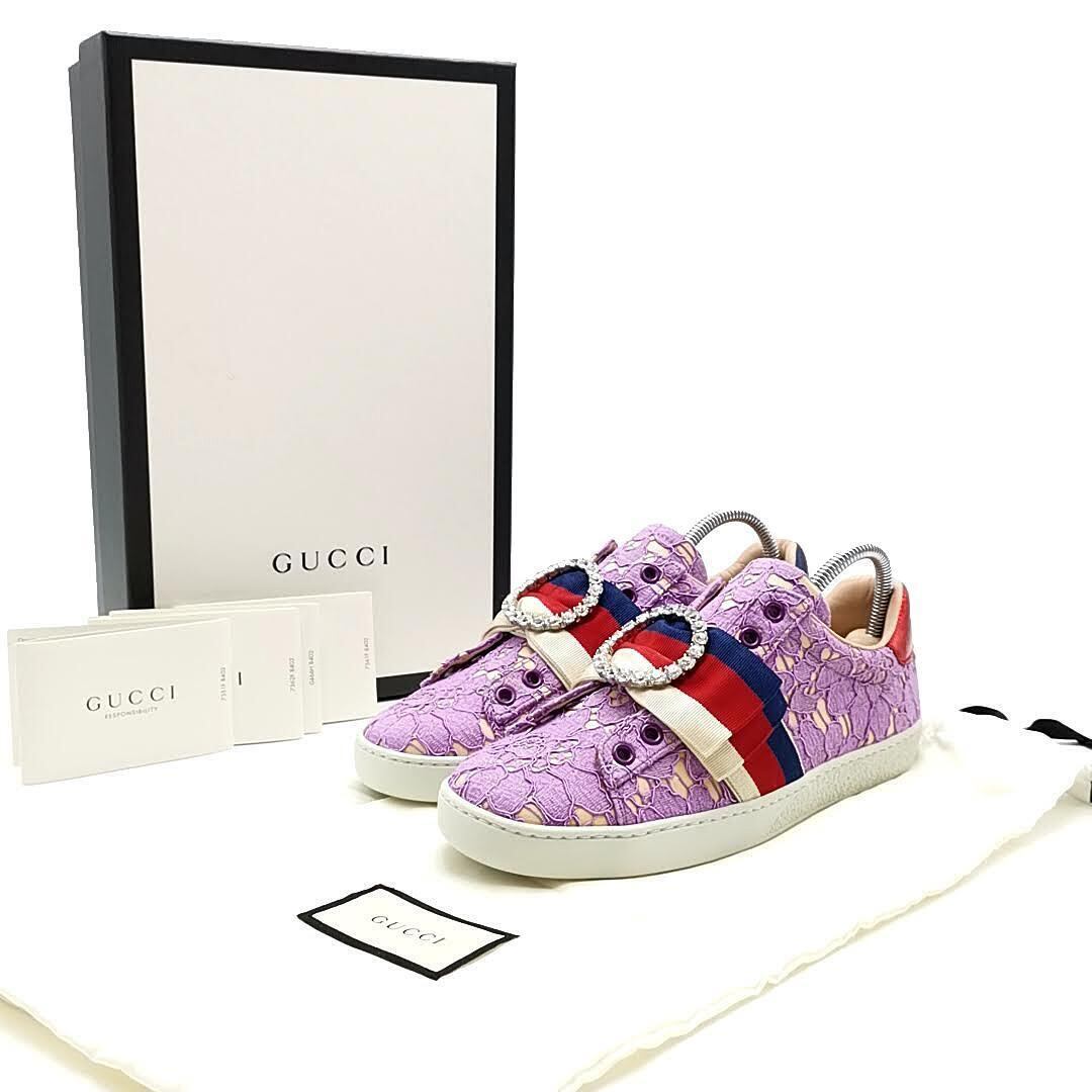 超美品 グッチ GUCCI スニーカー フラワー リーフ 03-23100705