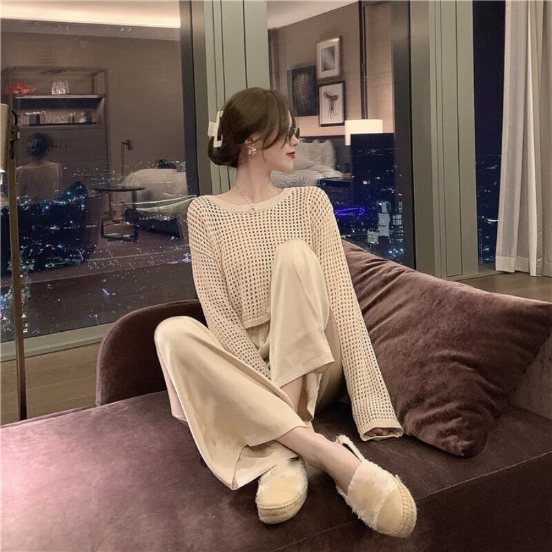 オールマッチショートホロールーズアウタープルオーバーセーターレディース2020秋ニュースタイルウエスタンスタイルセータートップ ブラックストロベリース68112495189