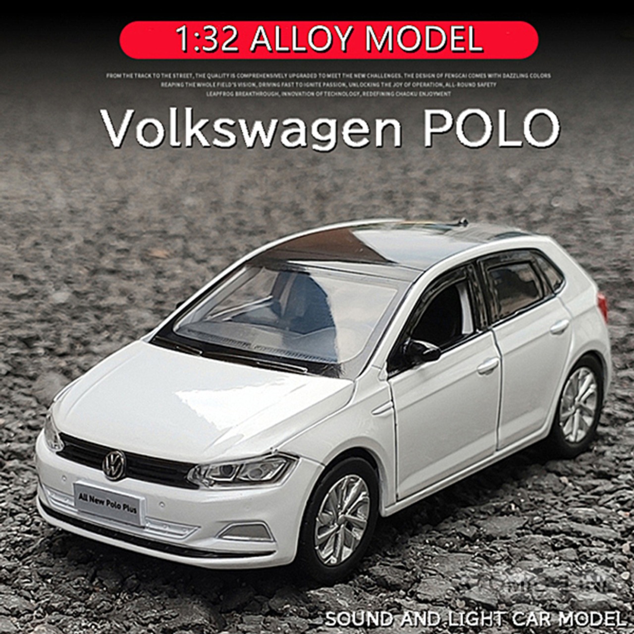 フォルクスワーゲン POLO ポロ 1/32 ミニカー 全3色 ライト点灯 エンジンサウンド 合金モデル 模型 ジオラマ
