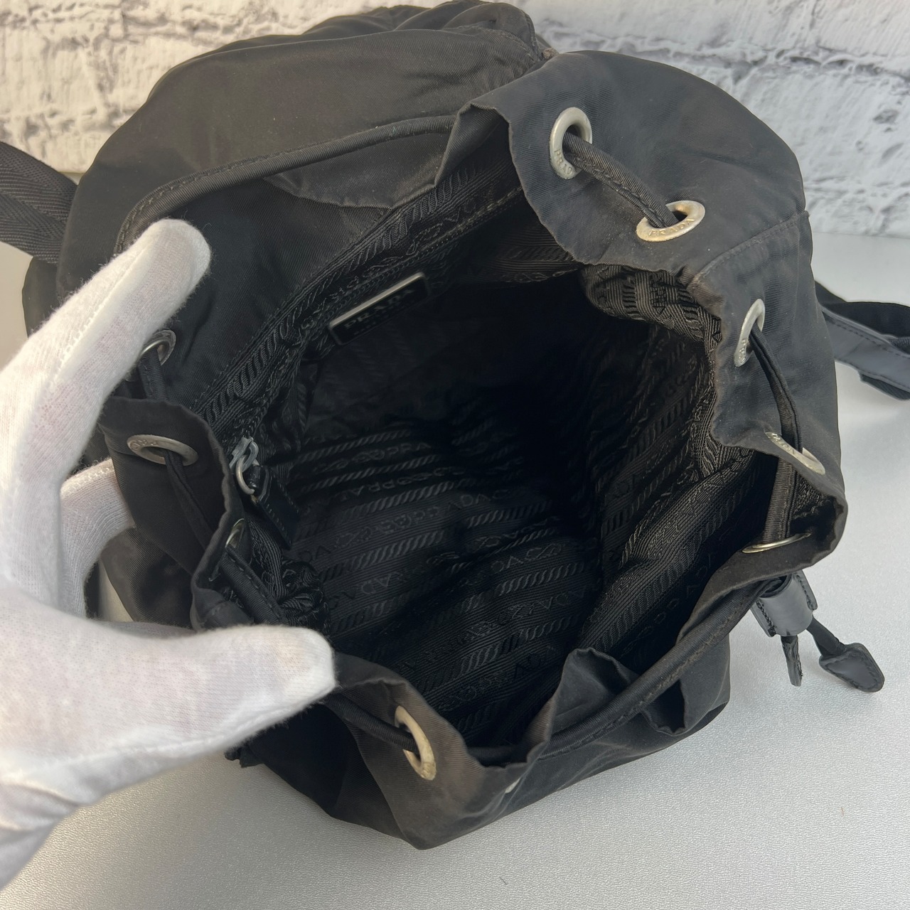 【最終処分SALE】PRADA プラダ   ナイロン リュック ブラック A-8828